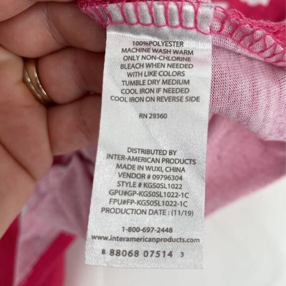 Dip Girls Graphic T-Shirt Pink White All Over Clouds Its Weekend Time Crew XL 16 - Picture 5 of 9